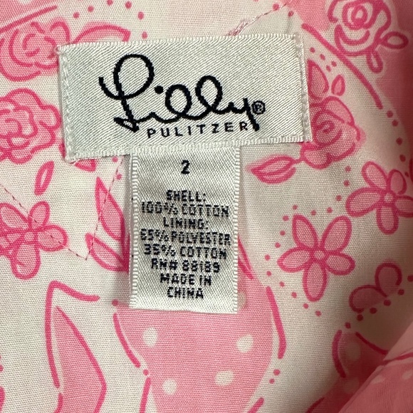 Lilly Pulitzer Pink White Rhino Run for the Roses Tunic Sleeveless Size 2 - Picture 8 of 9